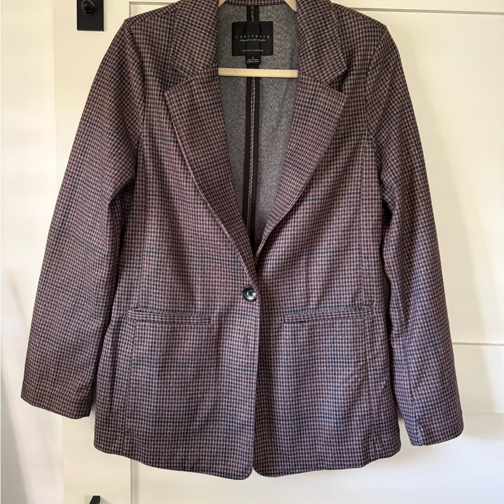 Sanctuary Houndstooth Blazer in Black and Brown